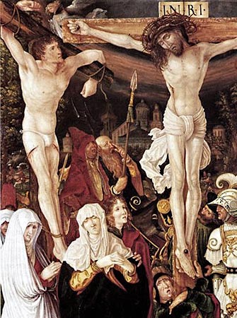 [El buen ladrón mira a Jesús (detalle) de Christoph Bockstorfer (1524])